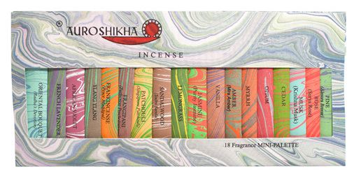 Mini-Incense Case Auroshikha Range with 18 Fraga